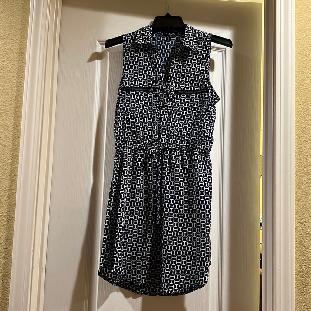 Blue and white pattern dress. Lightly used
